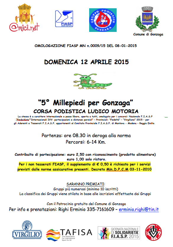 Al momento stai visualizzando 5° Millepiedi 2015