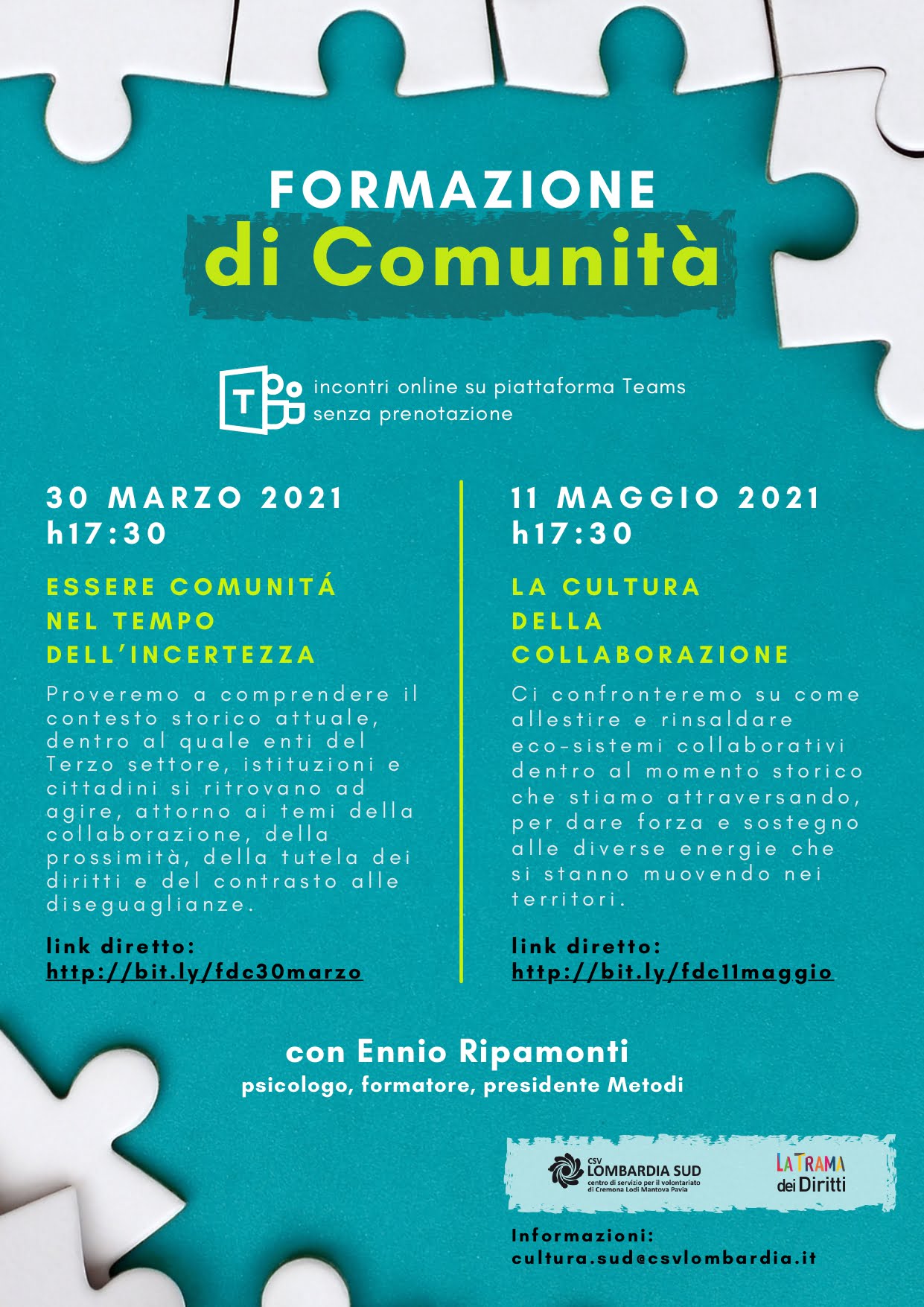 You are currently viewing Formazione di comunità – Incontri con Ennio Ripamonti