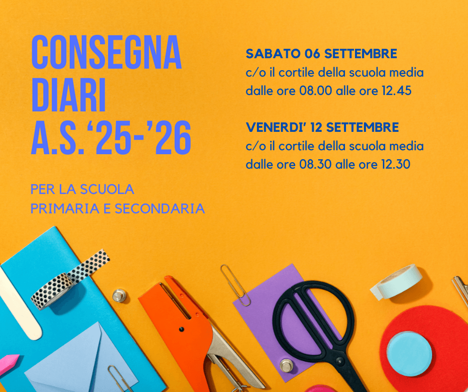 Al momento stai visualizzando Consegna diari scolastici A.S. ’25-’26
